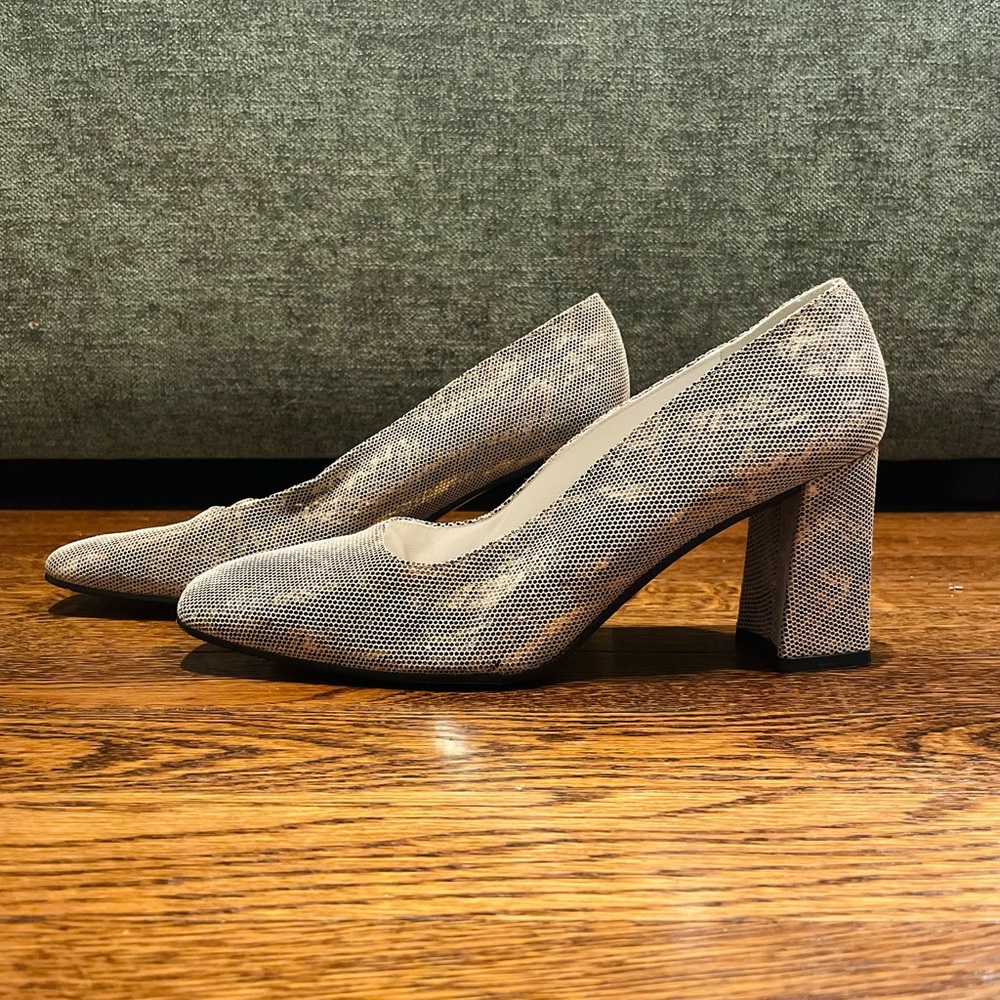 Stuart Weitzman Gold Heels With Block Heel - image 1